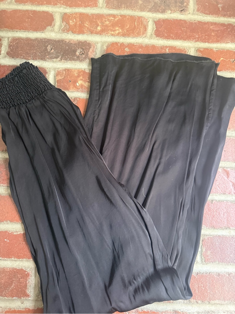 Chaser Black Wide-Leg Smocked-Waist Palazzo Pants